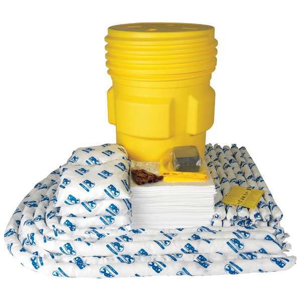 Brady Spill Kit, 75 gal Volume Absorbed per Kit, 95 gal Capacity, Drum, Yellow - SKO-95W