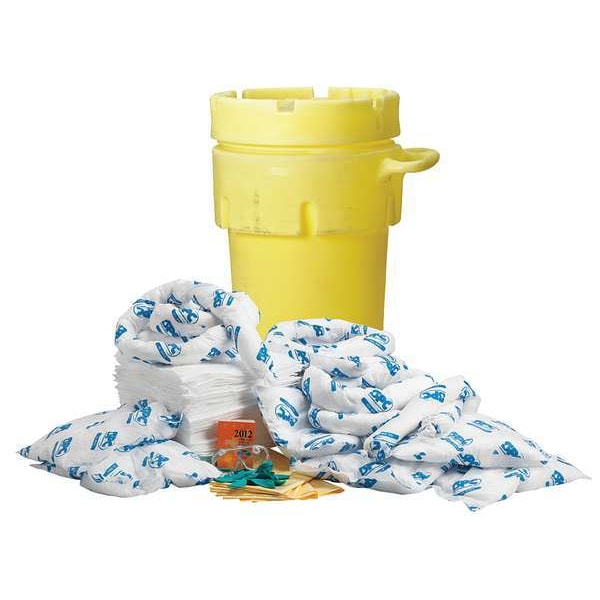 Brady Spill Kit, 75 gal Volume Absorbed per Kit, 95 gal Capacity, Drum, Yellow - SKO-95W