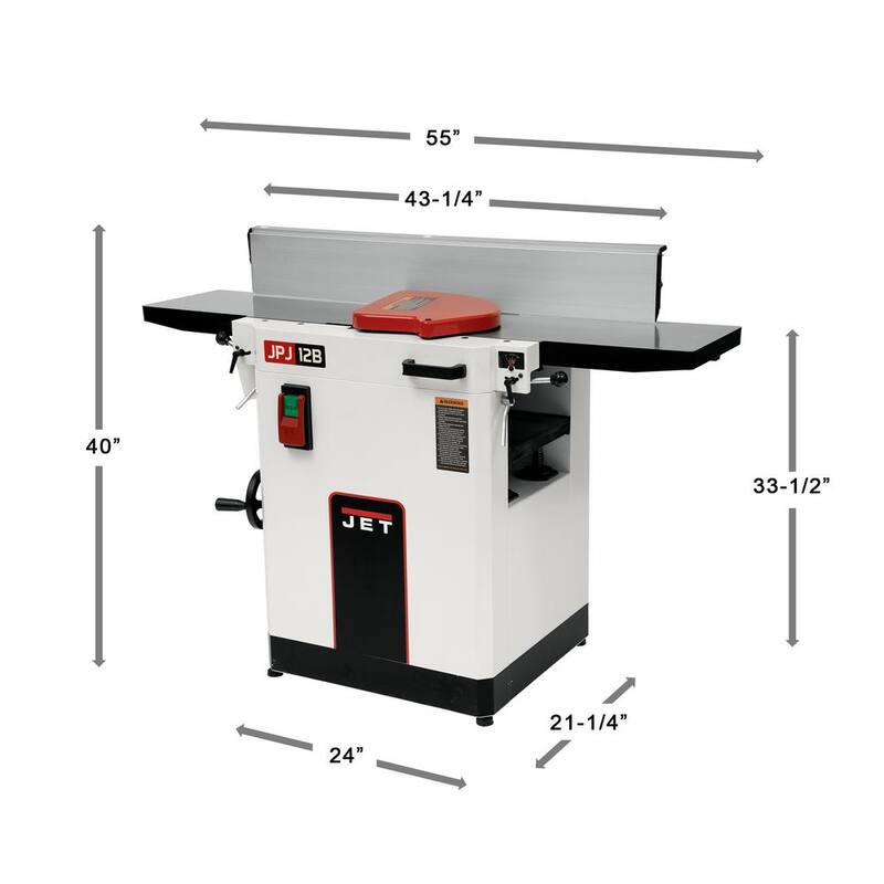Cepilladora/escopleadora de 12 pulgadas Jet JPJ-12BHH 230 voltios 3HP con cabezal helicoidal - 715155