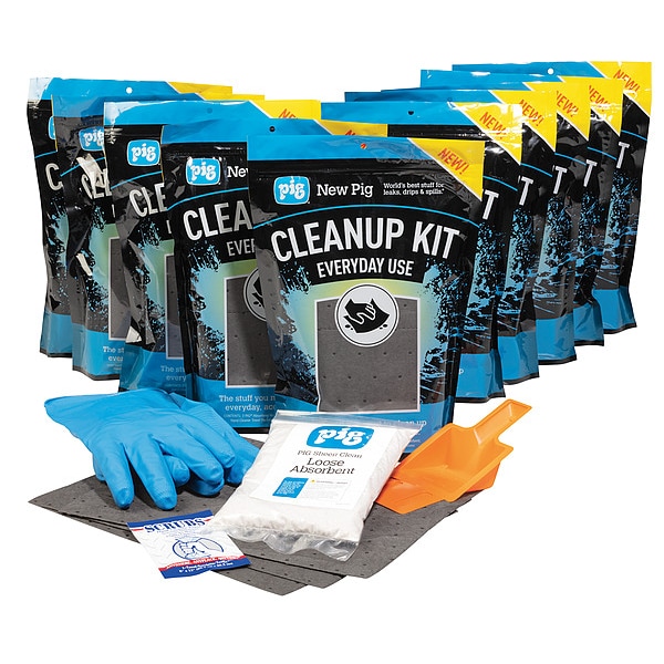 Pig Spill Kit/Station, 374 oz Volume Absorbed per Kit, 0.05 cu ft Capacity, Bag, Blue, 1 - KIT5003