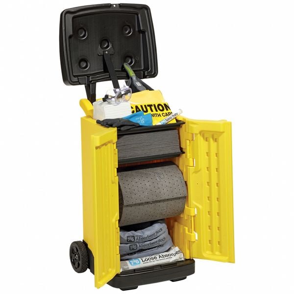 Pig Spill Kit, 20 gal Volume Absorbed per Kit, 20 gal Capacity, Cart, Yellow - KIT2401