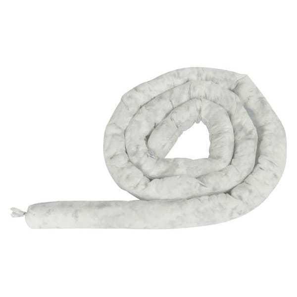 Condor Absorbent Sock, White, 30 gal., PK12 - 35ZR61
