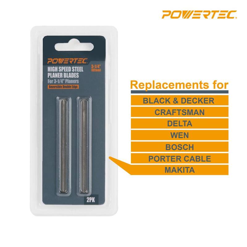 Cuchillas de cepillo de mano de acero de alta velocidad de 3-1/4 pulgadas para Bosch, Black&Decker, Craftsman, DeWalt, Hitachi, Ryobi (paquete de 6) - 12840-P3