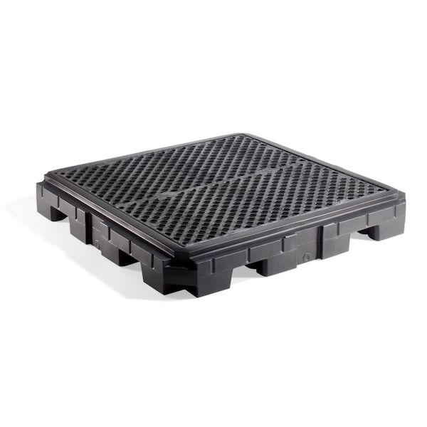 Pig PIG Heavy-Duty 4-Drum Poly Spill Containment Pallet Black WD 62.5" L x 62.5" W x 8.75" H - PAK672-BK-WD