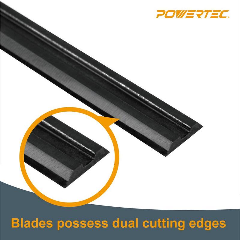 POWERTEC 3-1/4 in. Cuchillas de cepillo portátil de carburo de tungsteno para repuesto para Bosch, DeWalt, Makita, Porter Cable, Ryobi (paquete de 6) - 12841-P3
