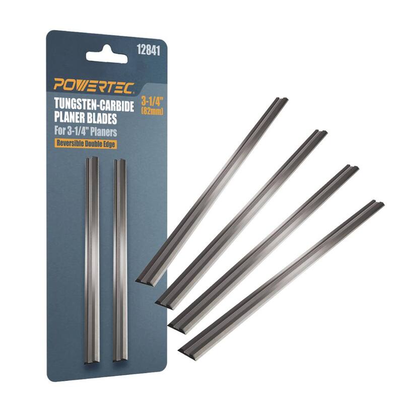 POWERTEC 3-1/4 in. Cuchillas de cepillo portátil de carburo de tungsteno para repuesto para Bosch, DeWalt, Makita, Porter Cable, Ryobi (paquete de 6) - 12841-P3