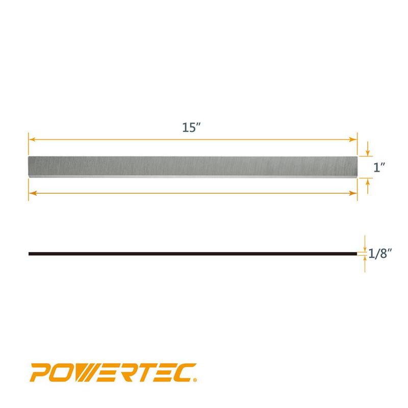 Cuchillas para cepillo de 15 pulgadas POWERTEC para Delta DC-380, Grizzly, JET, Acero de Alta Velocidad (Set de 3) - 128051