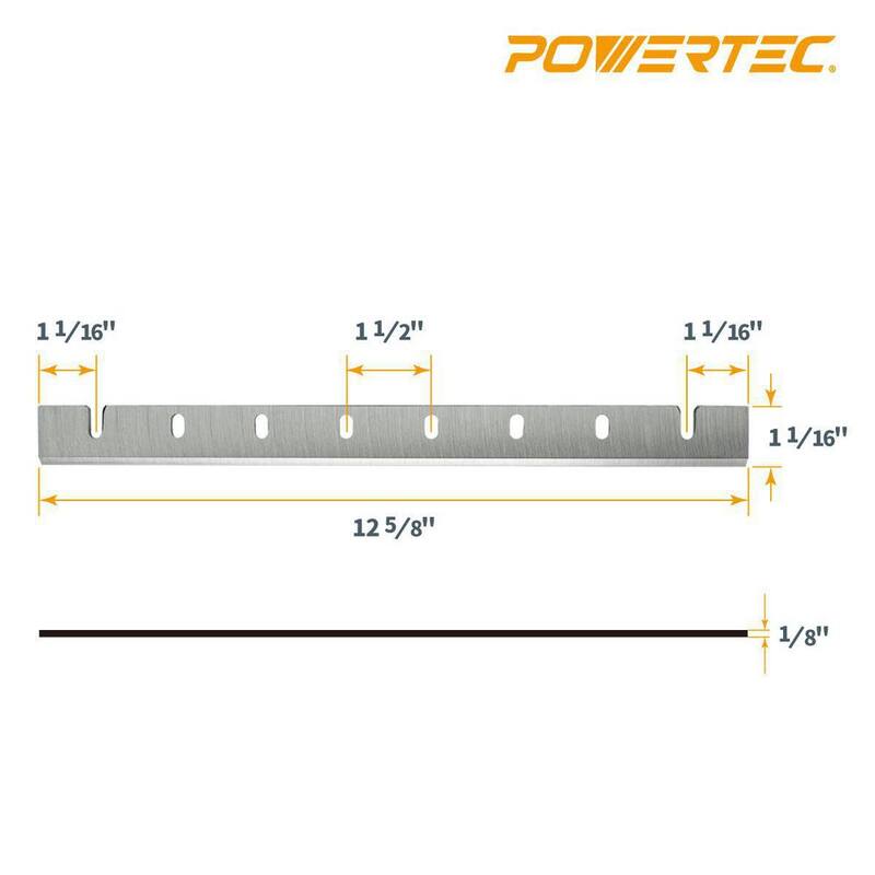 Cuchillas para cepillo de acero de alta velocidad M2 POWERTEC de 12.5 pulgadas para DeWalt 733, DW7332 (2 juegos), 4 cuchillas - 12809DD