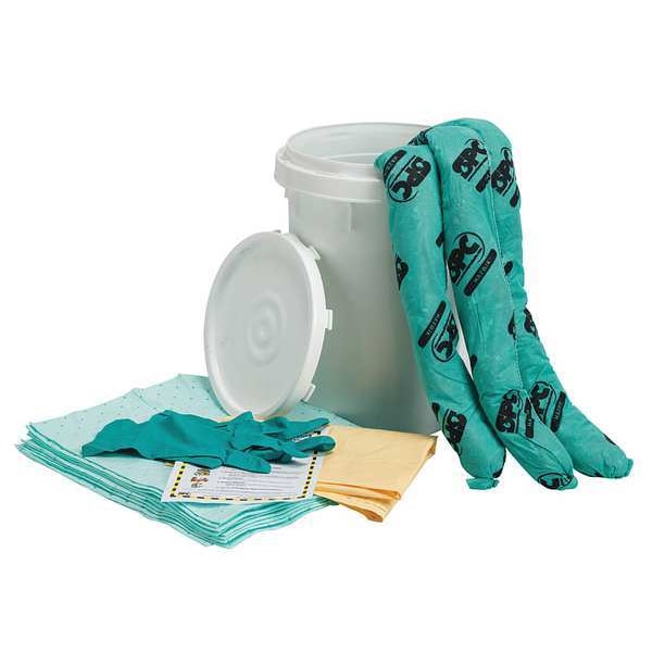 Brady Spill Kit, 9 gal Volume Absorbed per Kit, 6 1/2 gal Capacity, Bucket, White - SKH-BKT