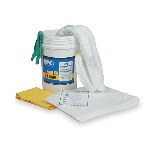 Brady Spill Kit, 9 gal Volume Absorbed per Kit, 6 1/2 gal Capacity, Bucket, White - SKH-BKT
