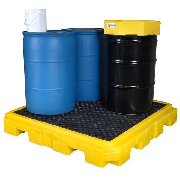 Ultratech Spill Pallet, 75 gal Spill Capacity, 4 Drums, 9,000 lb Load Capacity, Polyethylene - 9630