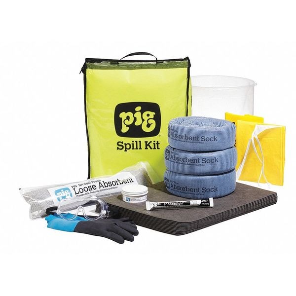 Pig Spill Kit, 6 gal Volume Absorbed per Kit, Not Applicable Capacity, Bag, Yellow - KIT632