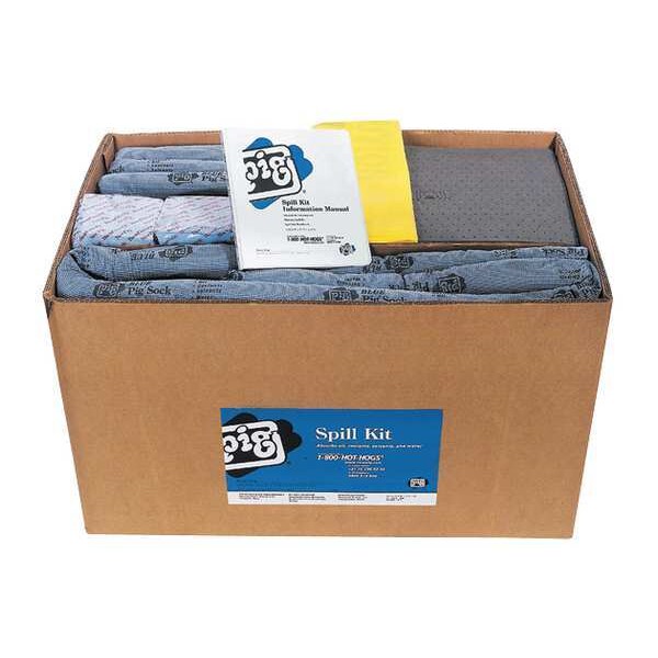 Pig Spill Kit Refill, 76 gal Volume Absorbed per Kit, Not Applicable Capacity, Box, Blue/Gray, 167 - KITR203
