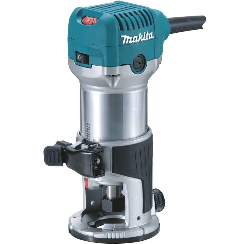 Enrutador compacto con base fija de velocidad variable de 1-1/4 HP y 6.5 amperes de Makita con liberación rápida - RT0701C