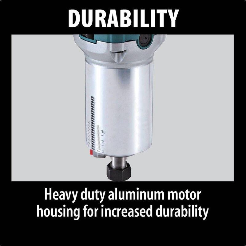 Enrutador compacto con base fija de velocidad variable de 1-1/4 HP y 6.5 amperes de Makita con liberación rápida - RT0701C