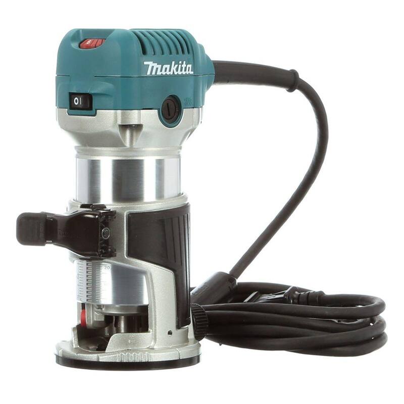 Enrutador compacto con base fija de velocidad variable de 1-1/4 HP y 6.5 amperes de Makita con liberación rápida - RT0701C