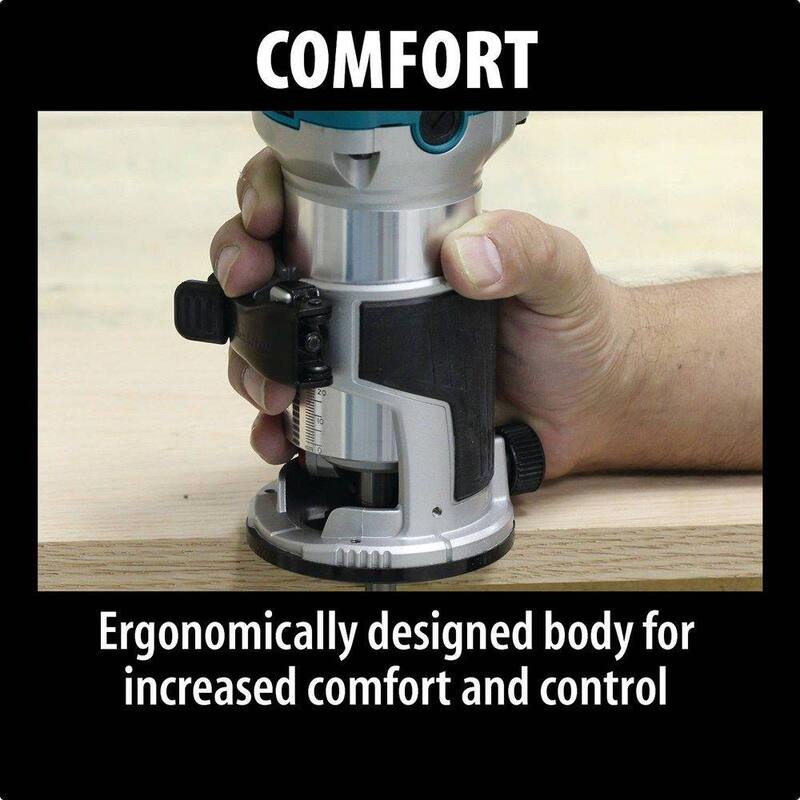 Enrutador compacto con base fija de velocidad variable de 1-1/4 HP y 6.5 amperes de Makita con liberación rápida - RT0701C