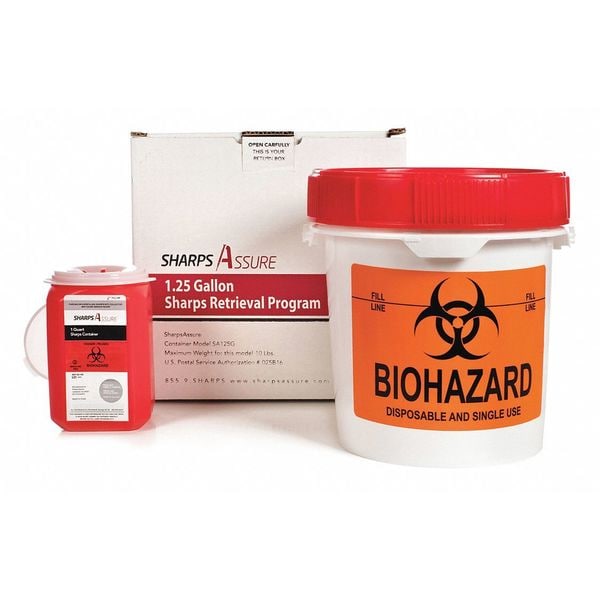 Sharps Assure Sharps Container, 2 gal., Red, Snap Lid - SA125G-2