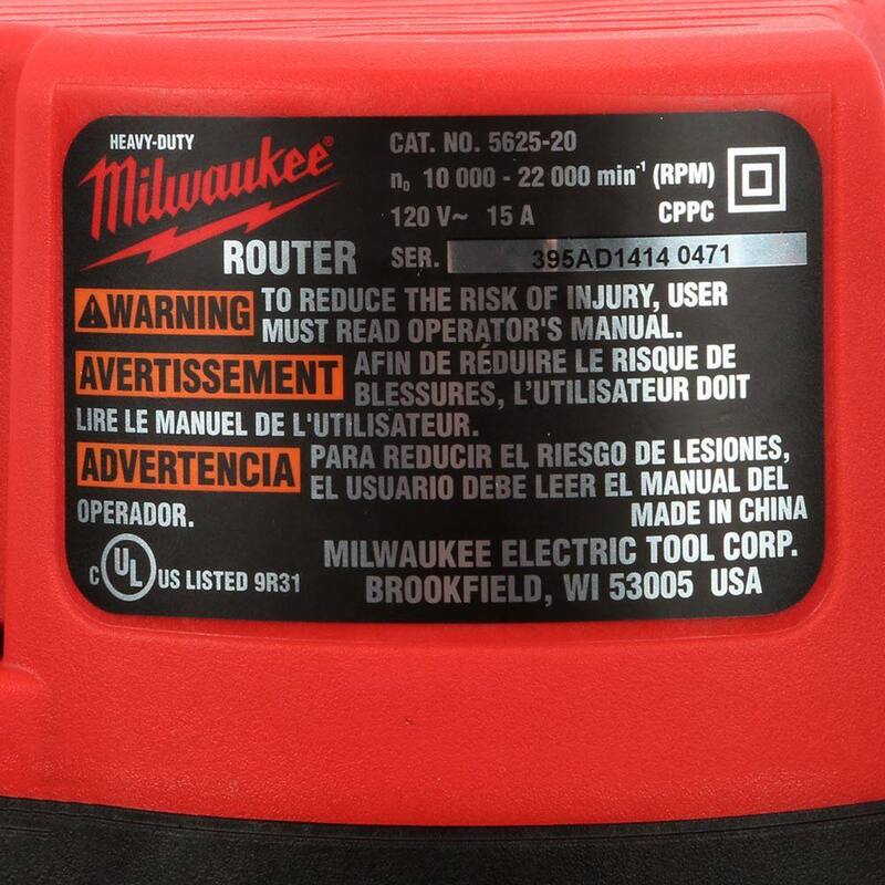Enrutador de producción de base fija Milwaukee 3-1/2 HP máximo - 5625-20