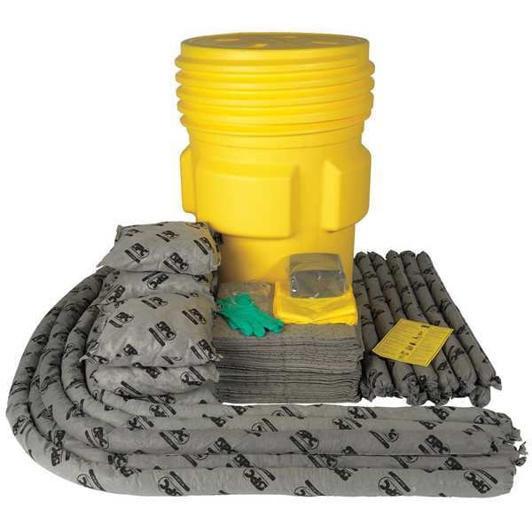 Brady Spill Kit, 79 gal Volume Absorbed per Kit, 95 gal Capacity, Drum, Yellow - SKA-95W