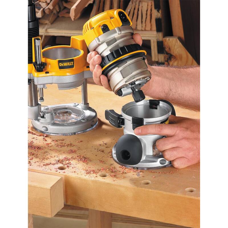 Kit de enrutador con base fija y de inmersión DEWALT de 12 amperes y 2-1/4 caballos de fuerza - DW618PKB
