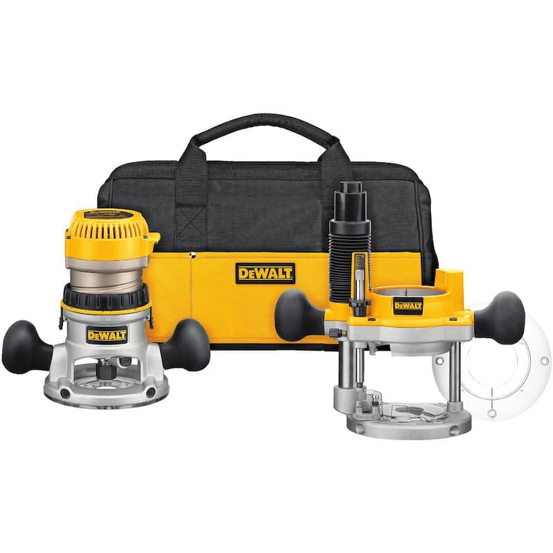 Kit de enrutador con base fija y de inmersión DEWALT de 12 amperes y 2-1/4 caballos de fuerza - DW618PKB