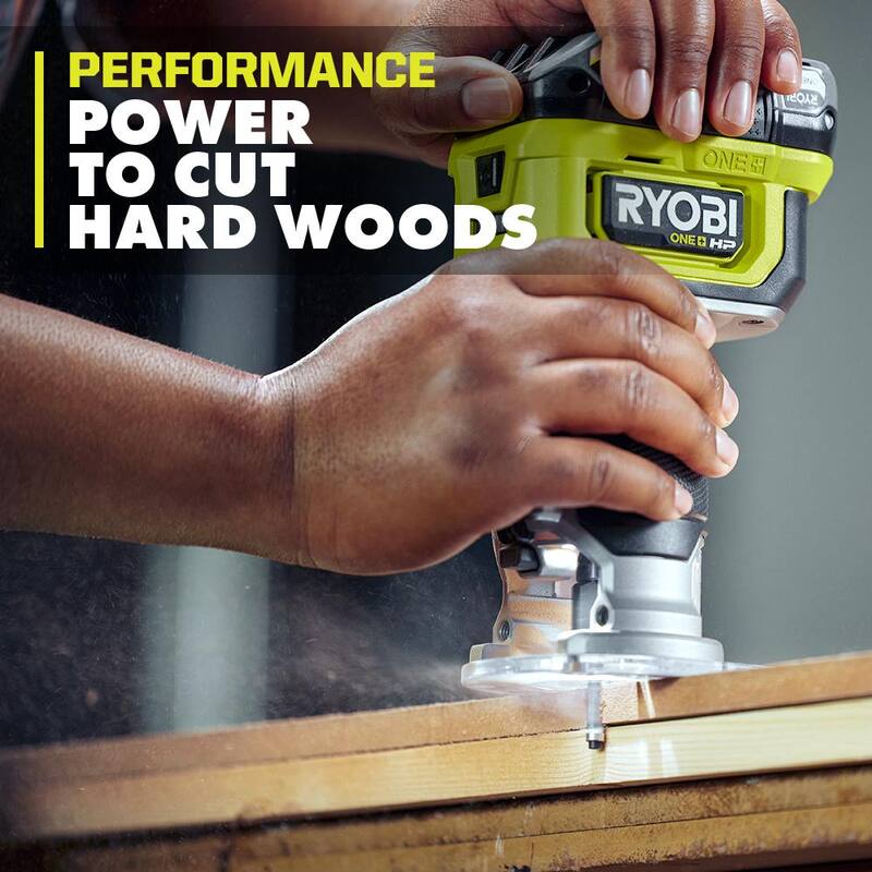 RYOBI ONE+ HP 18V enrutador compacto inalámbrico sin escobillas (Herramienta solamente) - PBLRR01B