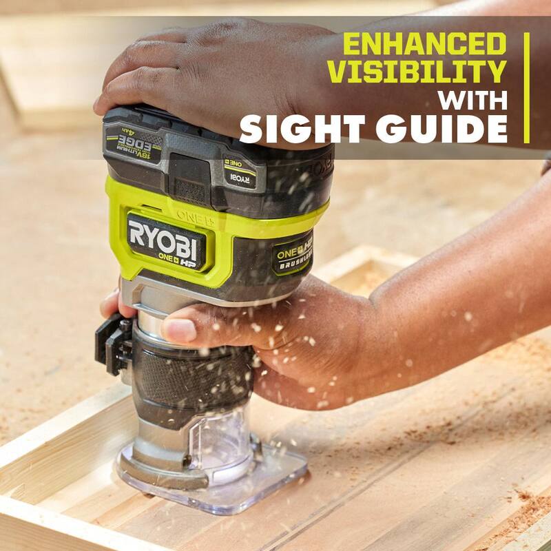 RYOBI ONE+ HP 18V enrutador compacto inalámbrico sin escobillas (Herramienta solamente) - PBLRR01B
