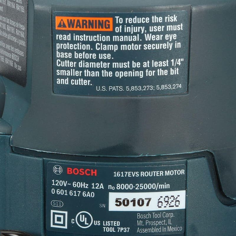 Bosch 12 Amperios Router de base fija con velocidad variable de 2 1/4 caballos de fuerza y alimentación electrónica - 1617EVS