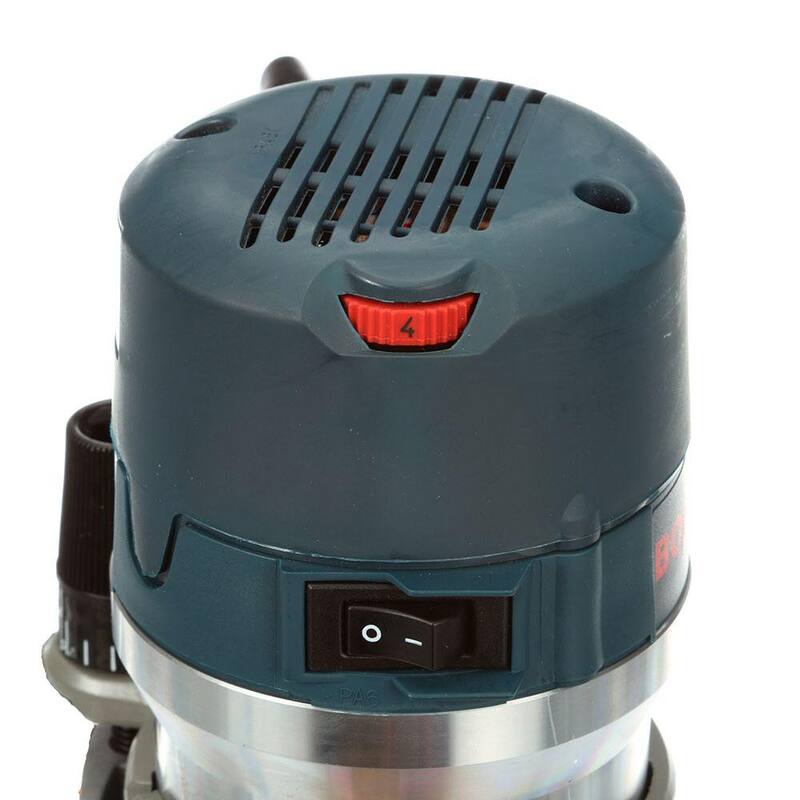 Bosch 12 Amperios Router de base fija con velocidad variable de 2 1/4 caballos de fuerza y alimentación electrónica - 1617EVS