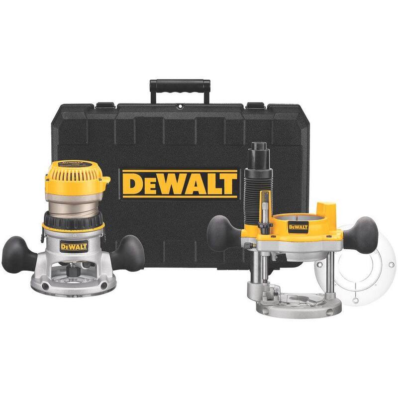 Kit combo de router fijo y de inmersión DEWALT de 2-1/4 HP con velocidad variable electrónica y arranque suave - DW618PK