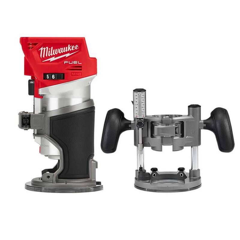 Enrutador compacto inalámbrico Milwaukee M18 FUEL de 18V de iones de litio sin escobillas con base de inmersión para enrutador compacto - 2723-20-48-10-5601.