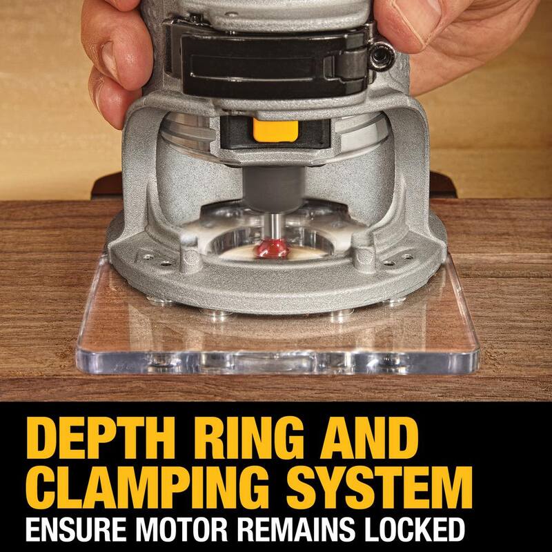 Enrutador compacto DEWALT de 7 amperios con cable y 1-1/4 hp de torque máximo de velocidad variable con luces LED - DWP611