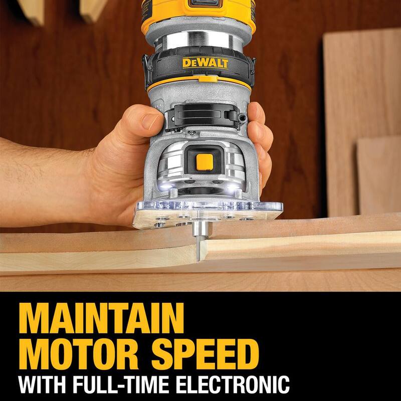 Enrutador compacto DEWALT de 7 amperios con cable y 1-1/4 hp de torque máximo de velocidad variable con luces LED - DWP611