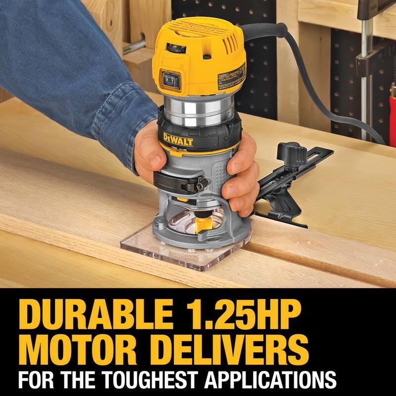 Enrutador compacto DEWALT de 7 amperios con cable y 1-1/4 hp de torque máximo de velocidad variable con luces LED - DWP611