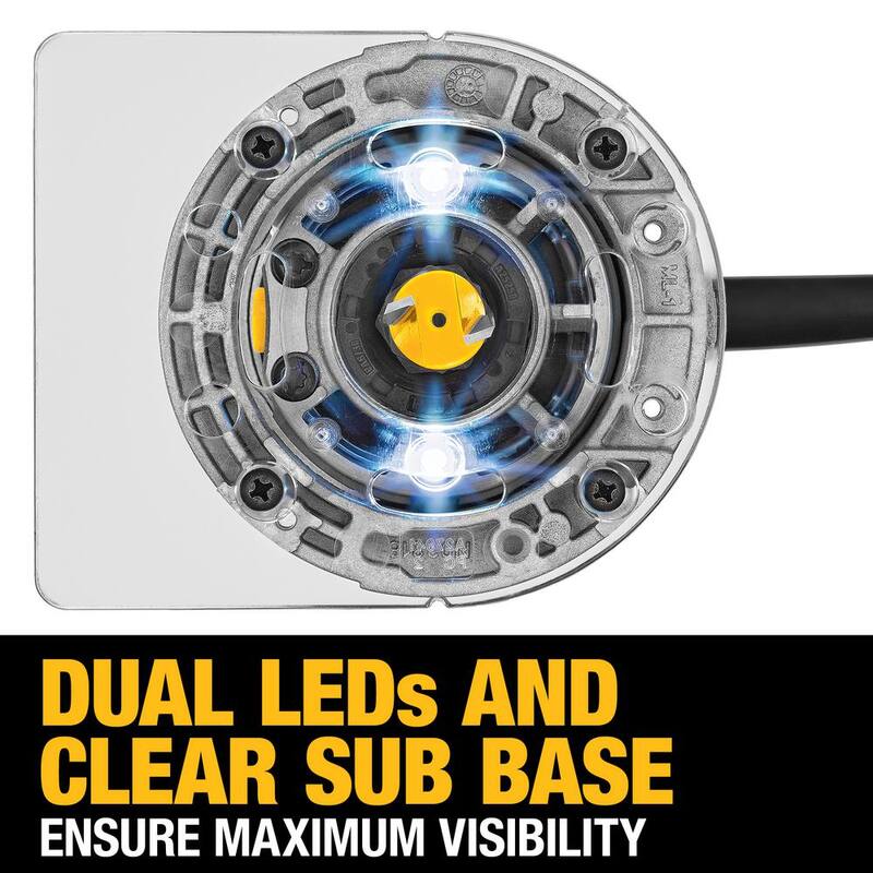 Enrutador compacto DEWALT de 7 amperios con cable y 1-1/4 hp de torque máximo de velocidad variable con luces LED - DWP611