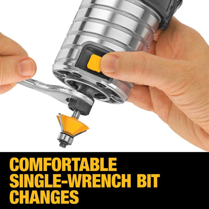 Enrutador compacto DEWALT de 7 amperios con cable y 1-1/4 hp de torque máximo de velocidad variable con luces LED - DWP611