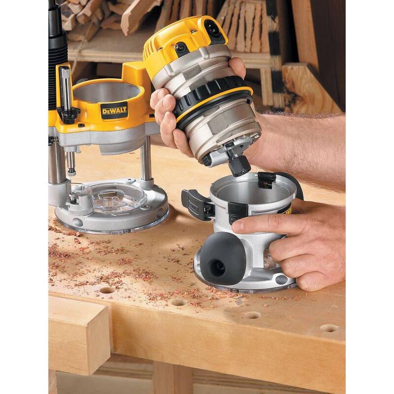 Enrutador con base fija de velocidad variable electrónica de 12 amperios y 2-1/4 caballos de fuerza con arranque suave - DW618