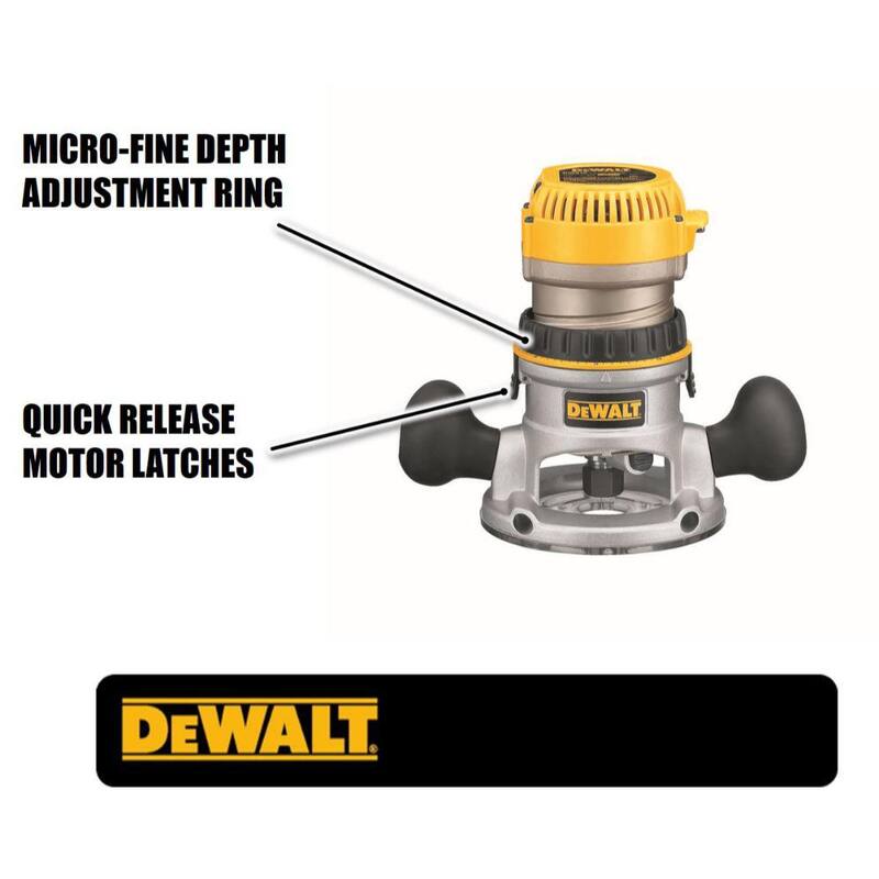 Enrutador con base fija de velocidad variable electrónica de 12 amperios y 2-1/4 caballos de fuerza con arranque suave - DW618