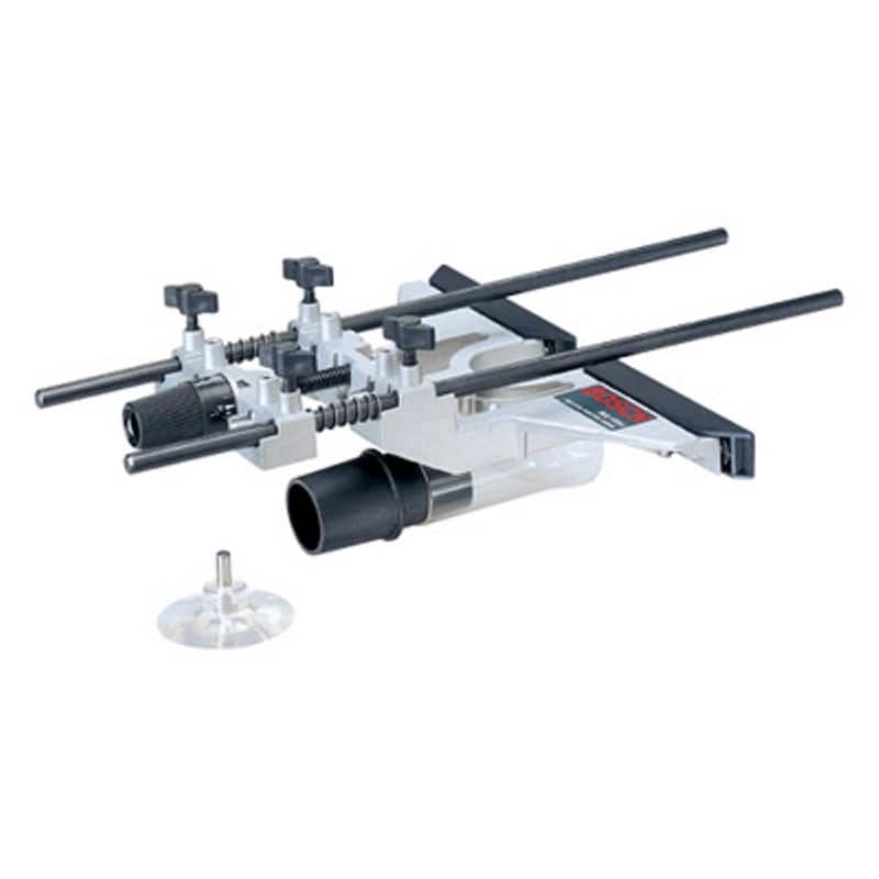 Enrutador de base fija y base en plungue con cable de 12 amperes y 2-1/4 HP de Bosch con guía de bonificación, capucha de extracción de polvo y adaptador - 1617EVSPKRA1054