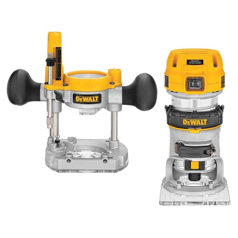 Enrutador Compacto DEWALT de 7 amperes con cable de 1-1/4 caballos de fuerza con base de inmersión y bolsa - DWP611PK
