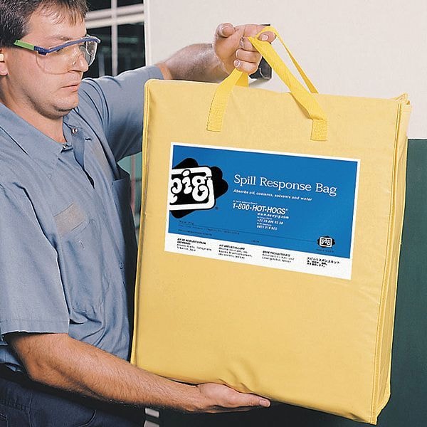 Pig Spill Kit, 9 gal Volume Absorbed per Kit, Not Applicable Capacity, Bag, Yellow, 39 - KIT220