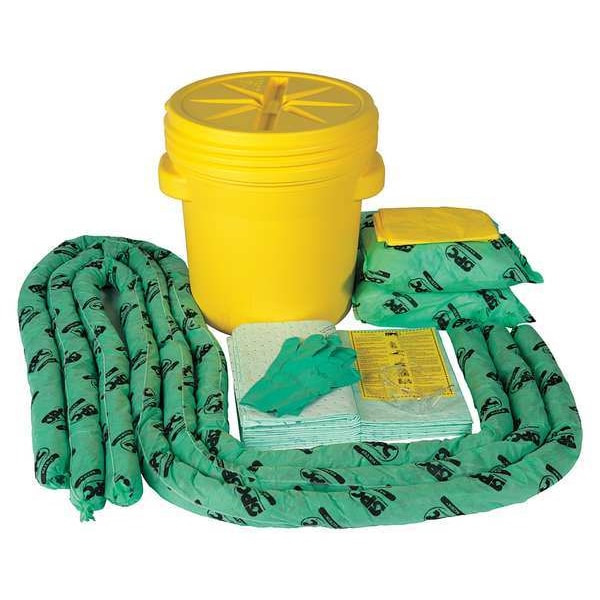 Brady Spill Kit, 16 gal Volume Absorbed per Kit, 20 gal Capacity, Drum, Yellow - SKH-20
