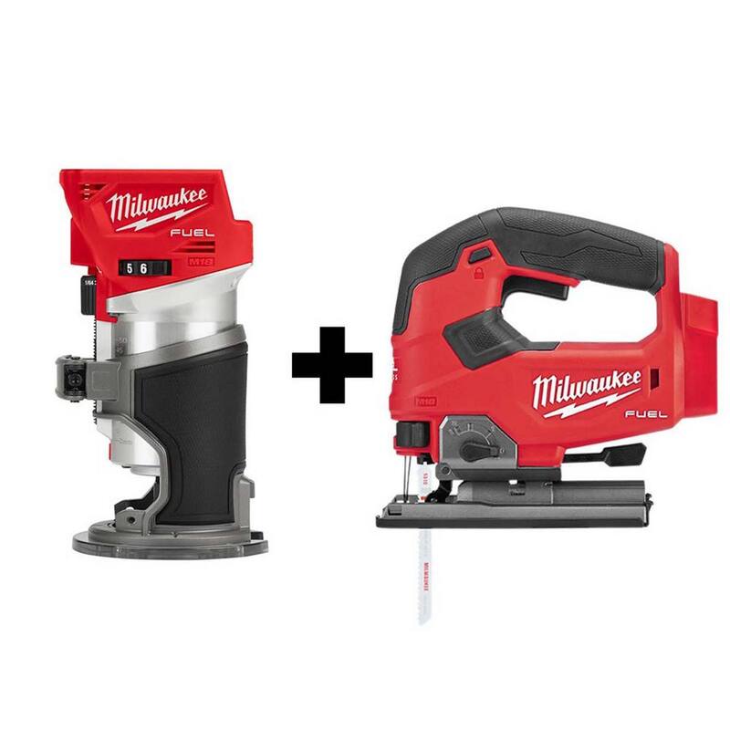 Set de 2 herramientas inalámbricas Milwaukee M18 FUEL 18V de enrutador compacto y sierra de calar sin escobillas de iones de litio (solo herramientas) - 2723-20-2737-20