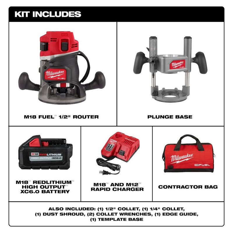 Milwaukee M18 FUEL 18-Volt Lithium-Ion Router Base Kit de Inmersión sin Escobillas de 1/2 pulgadas - 2838-21
