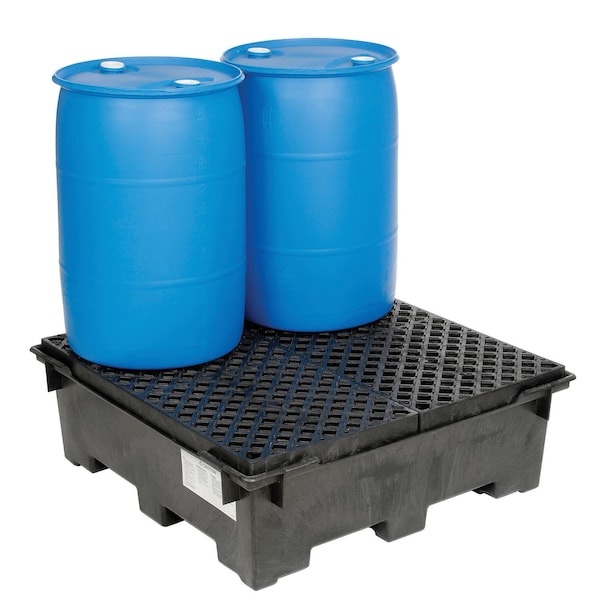 Global Industrial 4 Drum Spill Containment Sump with Plastic Deck - 298442