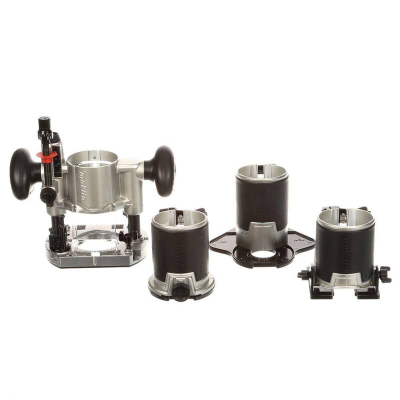 Enrutador compacto con cable de velocidad variable de 6.5 amperios y 1-1/4 HP de Makita con 3 bases (Base de inmersión, Base de inclinación y Base de compensación) - RT0701CX3