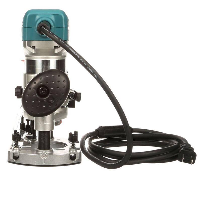 Enrutador compacto con cable de velocidad variable de 6.5 amperios y 1-1/4 HP de Makita con 3 bases (Base de inmersión, Base de inclinación y Base de compensación) - RT0701CX3