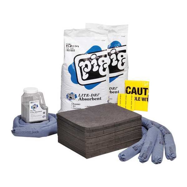 Pig Spill Kit Refill, 37 gal Volume Absorbed per Kit, Not Applicable Capacity, Box, Blue/Gray, 91 - RFL259