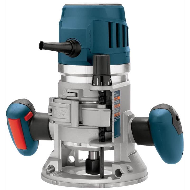 Bosch 15 Amperios 3-1/2 pulgadas 2.3 HP Enrutador de base fija eléctrico con cable y kit de control de velocidad variable con gatillo - MRF23EVS.
